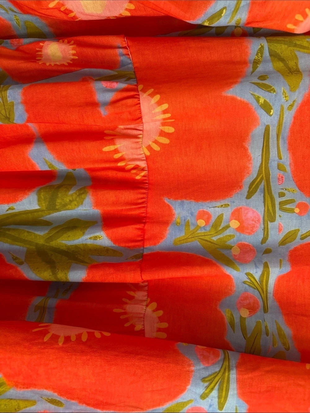 Floral Maxi Dress in Orange & Blue Size Medium Like New - Picture 5 of 6